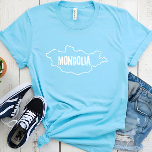 T-shirt Carte du pays de Mongolie, ligne de contour de la