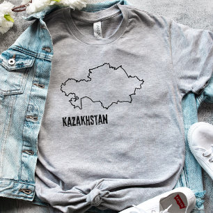 T-shirt Carte du pays Kazakhstan Ligne frontière nationale