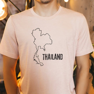T-shirt Carte du pays thaïlandais, ligne de frontière thaï