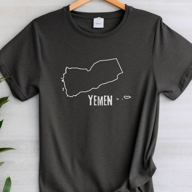 T-shirt Carte du pays Yémen Forme de la ligne frontière du (Créateur téléchargé)