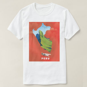 T-shirt Carte du Pérou Affiche de voyage illustrée