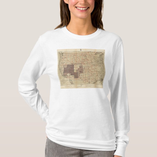 T-shirt Carte du progrès 1876 des enquêtes géographiques (Devant)