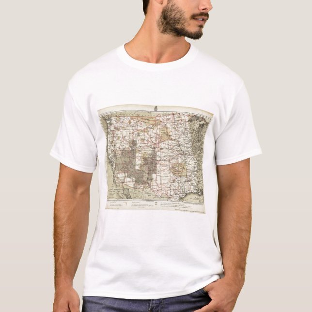 T-shirt Carte du progrès 1878 des enquêtes géographiques (Devant)