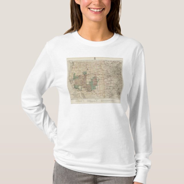 T-shirt Carte du progrès 1878 des enquêtes géographiques (Devant)