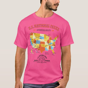 T-shirt Carte du Randonnée du parc national des États-Unis