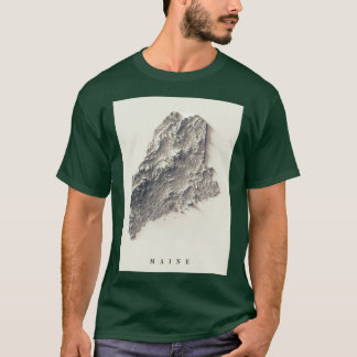 T-shirt Carte du relief ombré du Maine 3D rendue numérique