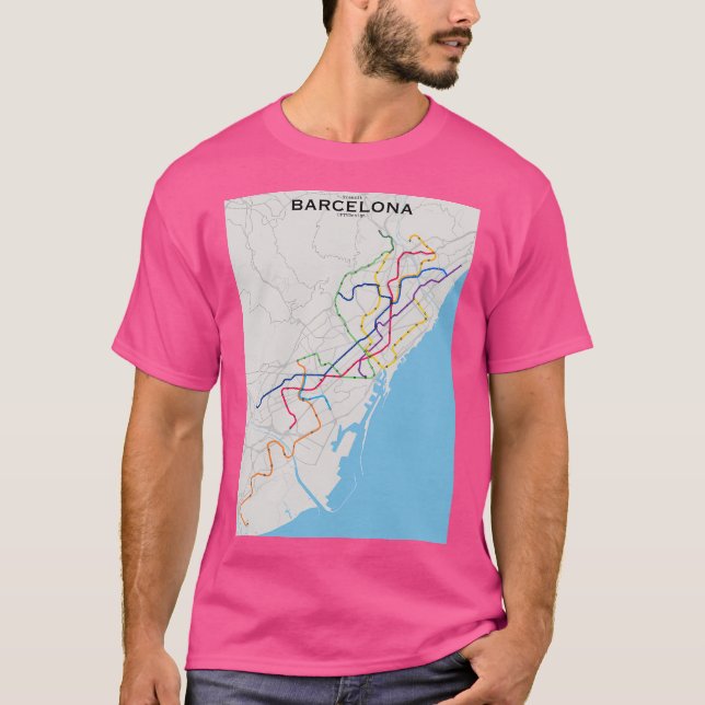 T-shirt Carte du réseau de Barcelone (Devant)
