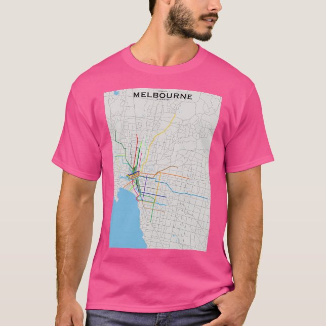 T-shirt Carte du réseau de Melbourne (Devant)