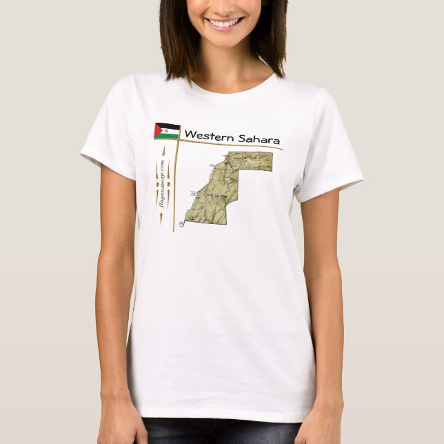 T-Shirt Carte du Sahara Occidental + Drapeau + Tit (Devant)