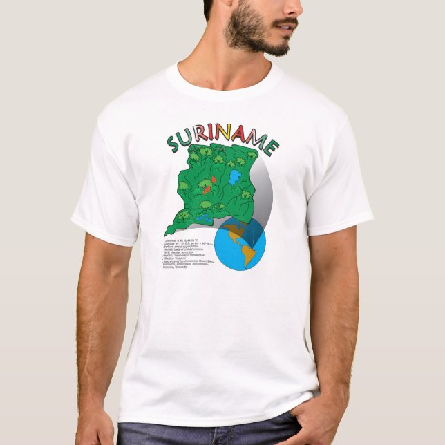 T-shirt Carte du Surinam (Devant)