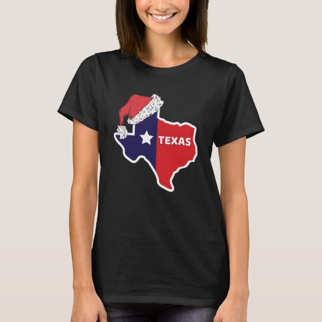 T-shirt Carte du Texas avec Noël Noël Noël Noël Hommes Fem (Devant)