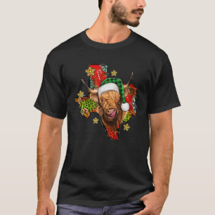 T-shirt Carte du Texas Merry Chrismtas Père Noël Scottish
