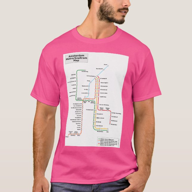 T-shirt Carte du tramway Amsterdam City (Devant)