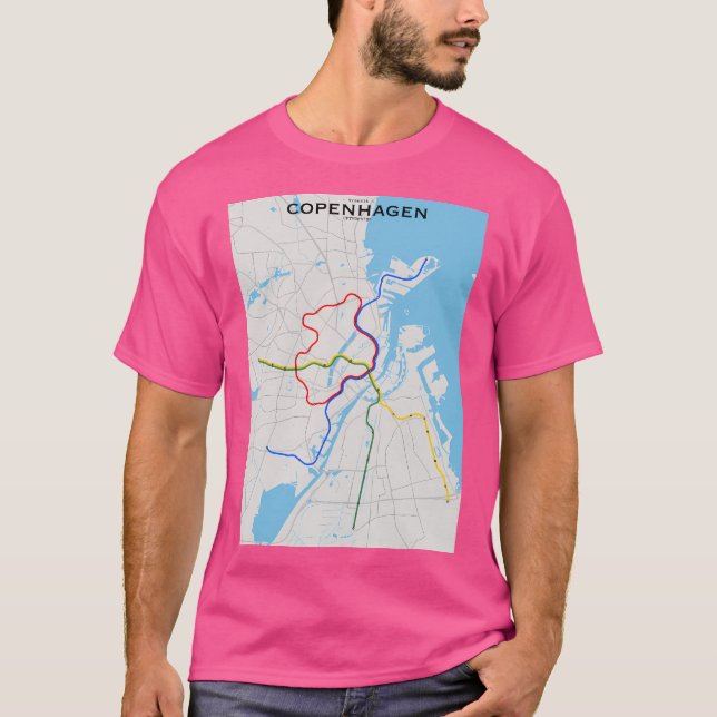T-shirt Carte du transit de Copenhague (Devant)