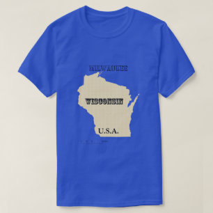 T-shirt - Carte du Wisconsin avec la ville