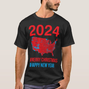 T-shirt Carte électorale 2024 exacte Joyeux Noël Joyeux N