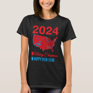 T-shirt Carte électorale exacte Joyeux Noël Joyeux Nouvel