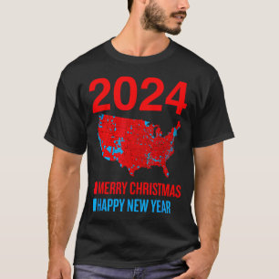 T-shirt Carte électorale précise 2024 Joyeux Noël Bonne An