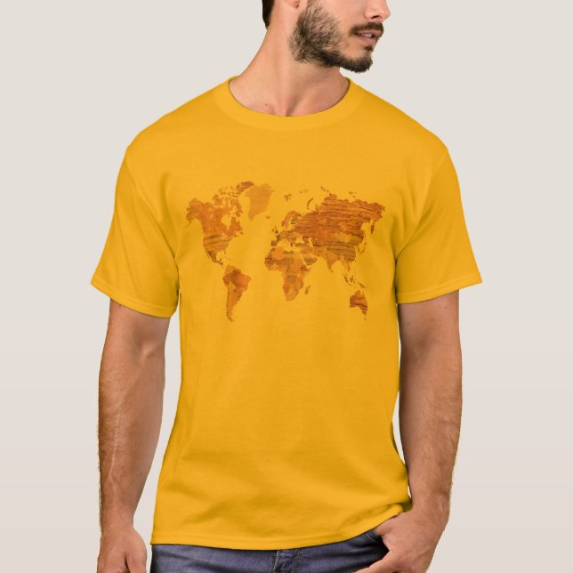 T-shirt Carte en bois du monde (Devant)