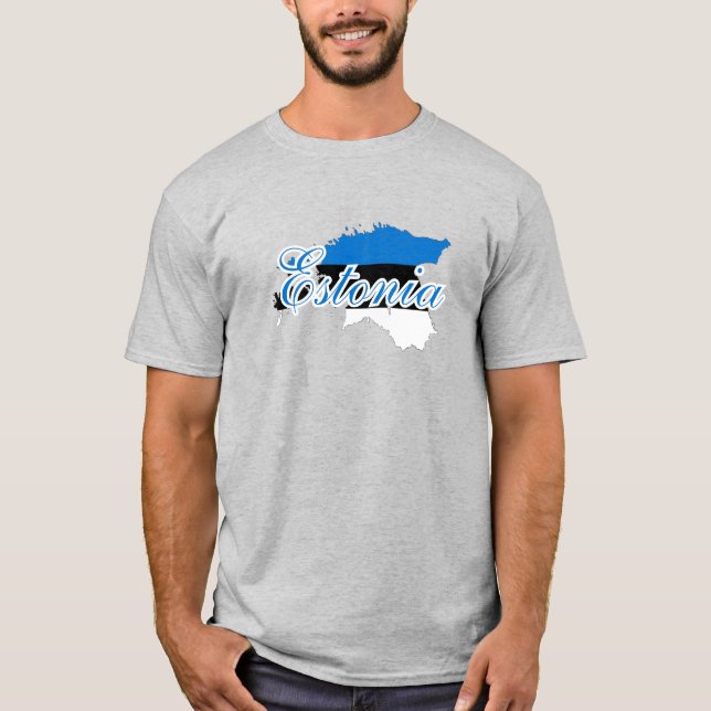 T-shirt Carte Estonie moderne simple Plan National Drapeau (Devant)