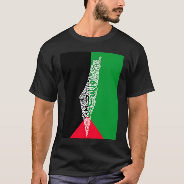 T-shirt carte et drapeau de la palestine (Devant)