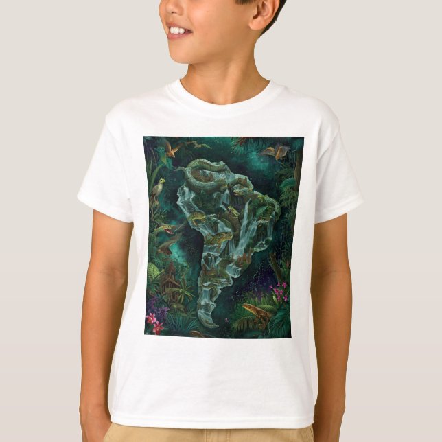 T-shirt Carte fantastique de la faune de la jungle d'Améri (Devant)