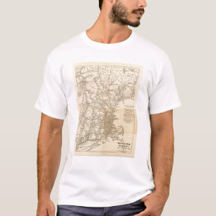 T-shirt Carte ferroviaire États de la Nouvelle-Angleterre