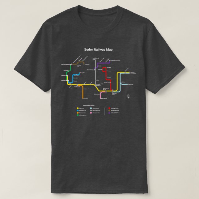 T-shirt Carte ferroviaire Sodor TTC Style Dark 1 (Design devant)