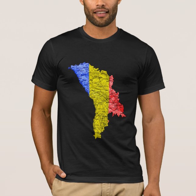 T-shirt Carte Flagcolor Moldavie (Devant)