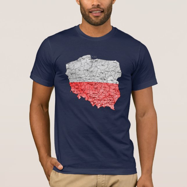 T-shirt Carte Flagcolor Pologne (Devant)