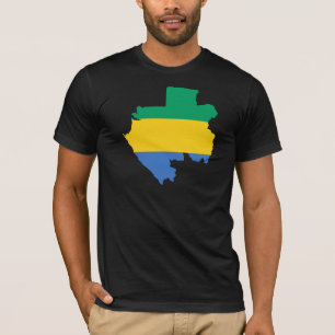 T-shirt Carte GA de drapeau du Gabon