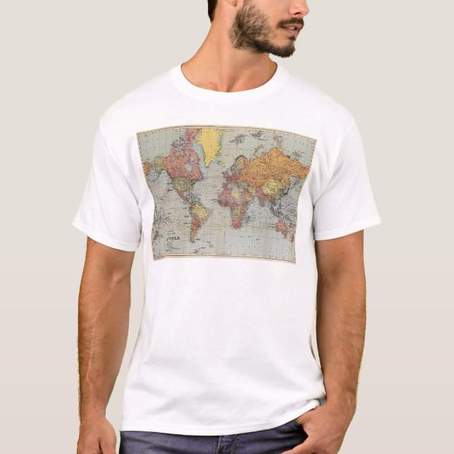 T-shirt Carte générale vintage du monde (Devant)