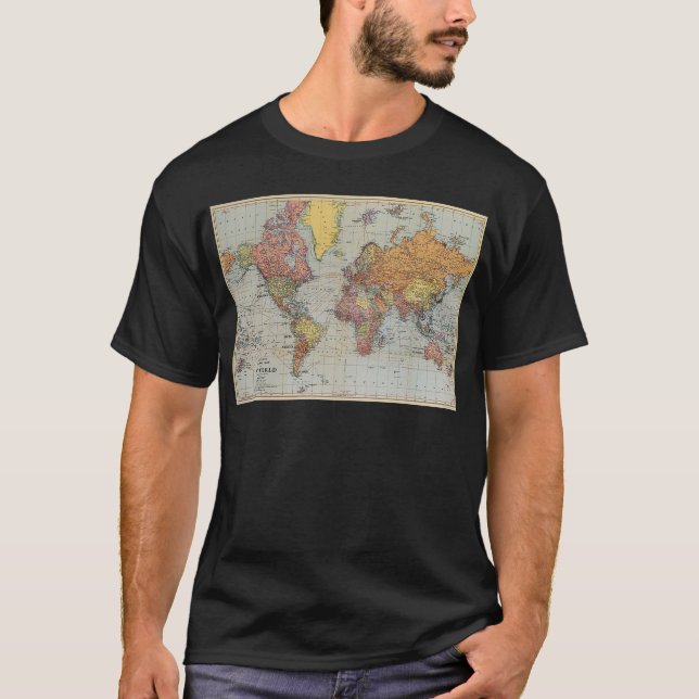 T-shirt Carte générale vintage du monde (Devant)