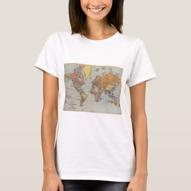 T-shirt Carte générale vintage du monde (Devant)