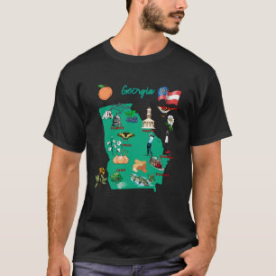 T-shirt Carte Géorgie avec les grandes villes Destinations