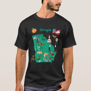 T-shirt Carte Géorgie avec les grandes villes Destinations