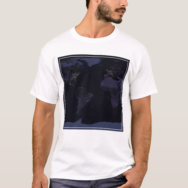 T-shirt Carte globale La ville de la Terre s'illumine la n (Devant)