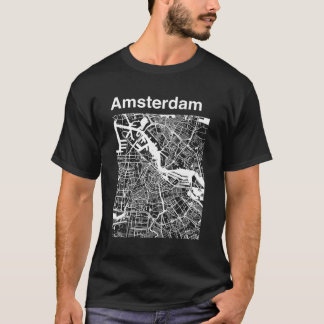T-shirt Carte graphique de la ville classique d'Amsterdam