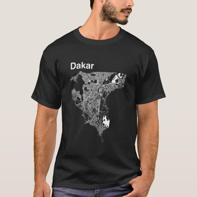 T-shirt Carte graphique de la ville classique de Dakar (Devant)