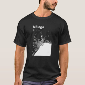 T-shirt Carte graphique de la ville classique de Malaga