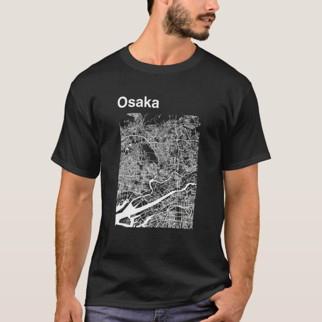 T-shirt Carte graphique de la ville classique d'Osaka Japo (Devant)