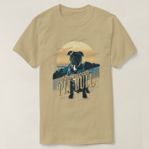 T-shirt Carte graphique rétro American Pit Bull Blue ID754