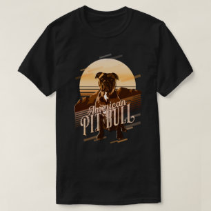 T-shirt Carte graphique rétro American Pit Bull Gold ID754
