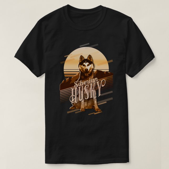 T-shirt Carte graphique rétro Siberian Husky Gold ID754 (Design devant)