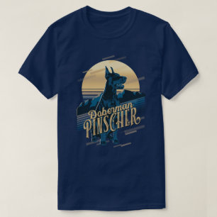 T-shirt Carte graphique rétrospective Doberman Blue ID754