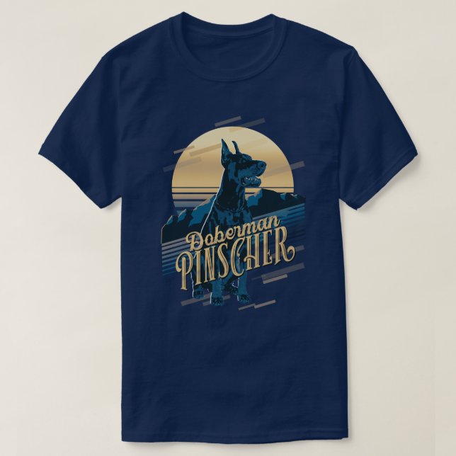 T-shirt Carte graphique rétrospective Doberman Blue ID754 (Design devant)