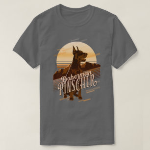 T-shirt Carte graphique rétrospective Doberman Gold ID754