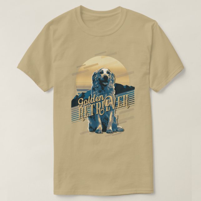 T-shirt Carte graphique rétrospective Golden Retriever Blu (Design devant)