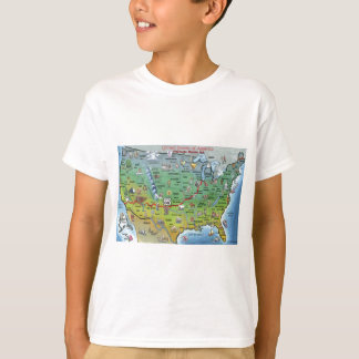 T-shirt Carte historique de bande dessinée de l'itinéraire