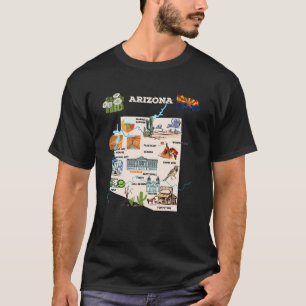 T-shirt Carte illustrée de Arizona dans les villes américa